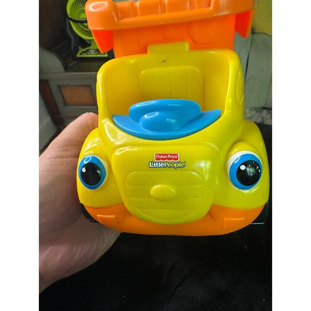 Fisher Price Little People Yellow Orange Dump Truck Toy Vehicle Construction